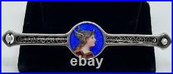 Antique Jugendstil Meyle & Mayer Sterling Silver Enamel Minerva Portrait Brooch