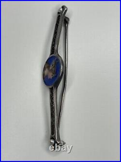 Antique Jugendstil Meyle & Mayer Sterling Silver Enamel Minerva Portrait Brooch