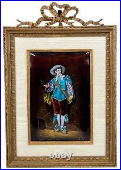 Antique Large 11 French Limoges Attendant La Fortune Enamel Painting Portrait