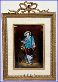 Antique Large 11 French Limoges Attendant La Fortune Enamel Painting Portrait