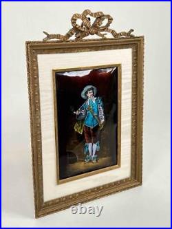 Antique Large 11 French Limoges Attendant La Fortune Enamel Painting Portrait