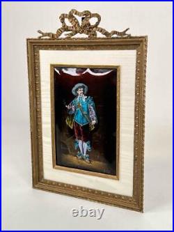 Antique Large 11 French Limoges Attendant La Fortune Enamel Painting Portrait