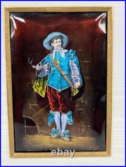 Antique Large 11 French Limoges Attendant La Fortune Enamel Painting Portrait