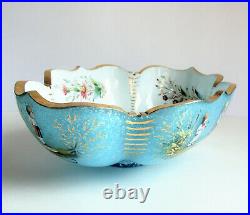 Antique MARY GREGORY Painted ENAMEL Victorian CENTERPIECE Art Glass BOWL Basket