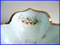 Antique MARY GREGORY Painted ENAMEL Victorian CENTERPIECE Art Glass BOWL Basket