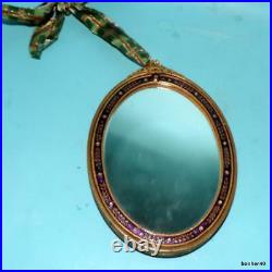 Antique Miniature Portrait Of A Lady With Mirror On Other Side Enamelled Ormolu