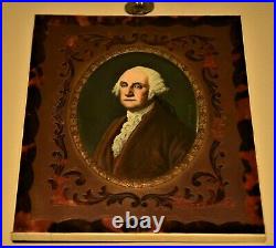 Antique Original Baron Signed George Washington Miniature Portrait Oil Painting