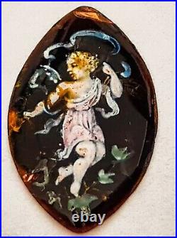 Antique Painting Miniature Enamel On Copper- Enamel Miniature Painting On Copper