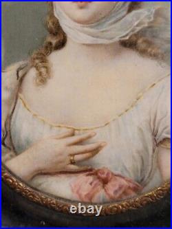Antique Portrait Queen Louise A. Corsi Lalli Prussia Miniature Gustav Enamel 19th