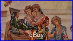 Antique R. Bayeu Enamel Painting On Coppercort Yard In 18c Nobles Play