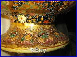 Antique Royal Satsuma Japan Enamel Porcelain Peacock Bird Art Oil Painting Bowl
