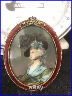 Antique Signed Gainsborough Miniature Hand Painted Portrait Sarah Siddons Enamel