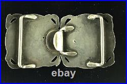 Antique Silver Arts & Crafts Painted Enamel Buckle Possibly By Liberty or Dawson