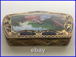 Antique Silver Enamel Hand Painted Italian Compact Marked 800 Music Art