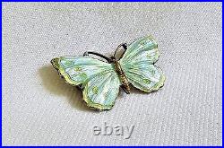 Antique Sterling Silver Guilloche Butterfly Brooch English Enameled Jewelry Moth