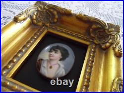 Antique framed OIL painting miniature neopolitan fisher boy ORIGINAL porcelain