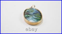 Antique guilloche enamel miniature painting pendant signed by the artist, Limoge