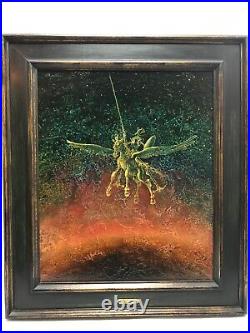 Arrigo Ghedini Signed Original Surrealist Painting, Mid Century, Don Quixote
