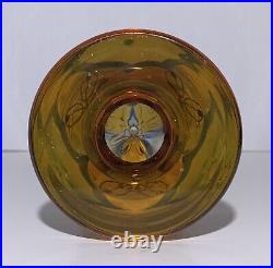 Art Deco Art Glass Vase Hand Painted Translucent Enamel Bohemian