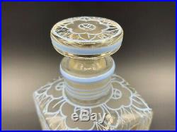 Art Deco Bohemian Scent Perfume Bottle With Stopper Hand Painted Gold/Blue Enamel