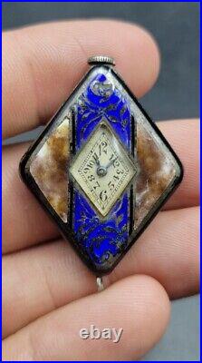 Art Deco Enamel Sterling Silver Didisheim Goldschmidt Pendant Watch