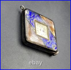 Art Deco Enamel Sterling Silver Didisheim Goldschmidt Pendant Watch