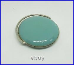 Art Deco Silver Plated Whoopee Compact Blue Guilloche Painted McRae & Keller