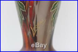 Art Nouveau Jugendstil glass enamel painted Legras vase