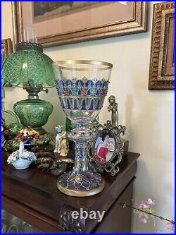 Art Wine Goblet/Chalice-Enameled/Gold Trim and Jewels