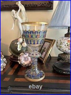 Art Wine Goblet/Chalice-Enameled/Gold Trim and Jewels