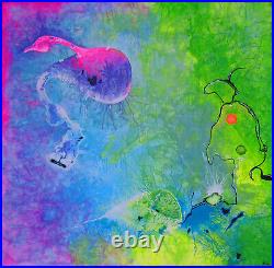 Art abstract painting modern contemporary figurative decorative decor fluo print
