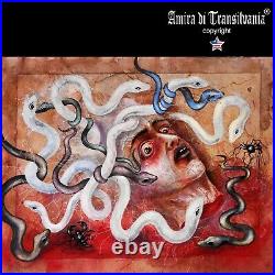 Art contemporary painting original mythological mythology meduse portrait snake