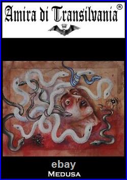 Art contemporary painting original mythological mythology meduse portrait snake