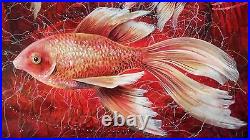 Art painting acrylic oil canvas direct from the artist red fish original print