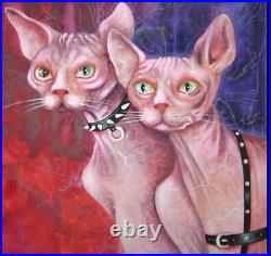 Art painting contemporary figurative modern portrait animals sphinx cats fetish