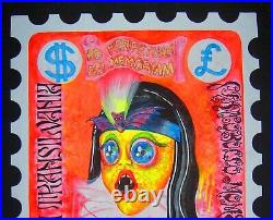 Art painting contemporary original pop portrait postage stamp transylvania aceo