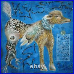 Art painting figurative decorative contemporary artist animal dog dragon fantasy
