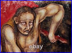 Art painting modern religious religion sacred portrait cain abel holy bible red