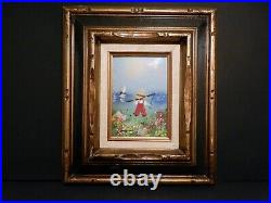 Artist Enamel on Copper Impressionist Spring Landscape with Children Framed 3603