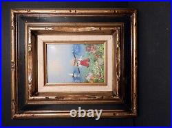 Artist Enamel on Copper Impressionist Spring Landscape with Children Framed 3603