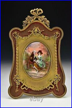 Artist Signed French Limoges Enamel on Copper Miniature Painting 19th Century