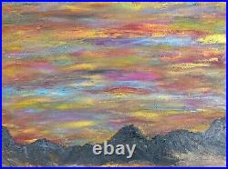 Artworks Original Abstract Canvas 12x16x. 5 Color SkiesScapes Metalic Finger Art