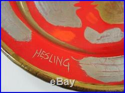 Australian Artist Bernard Hesling Enamel Hand Painted Dish / Vitreous