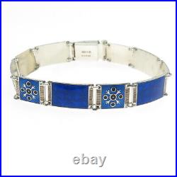 BERNARD MELDAHL Vintage Norway 925S Sterling Silver Enamel Panel Bracelet 7.5