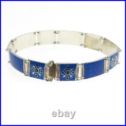 BERNARD MELDAHL Vintage Norway 925S Sterling Silver Enamel Panel Bracelet 7.5