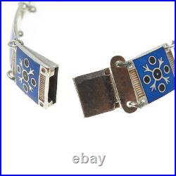 BERNARD MELDAHL Vintage Norway 925S Sterling Silver Enamel Panel Bracelet 7.5