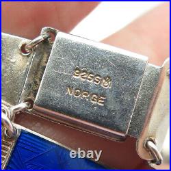 BERNARD MELDAHL Vintage Norway 925S Sterling Silver Enamel Panel Bracelet 7.5