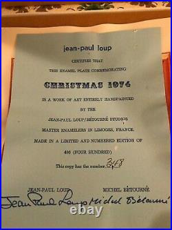 BETOURNE VINTAGE 1975 HANDMADE LIMOGES ENAMEL CHRISTMAS PLATE (#348 of 500)