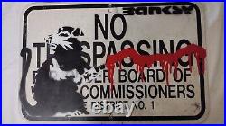 Banksy original street sign Communist Roller Rat. Black lettering/red paint
