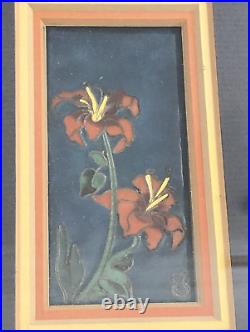 Beautiful Enamel on Copper Lillies by Carole Jayne Signed